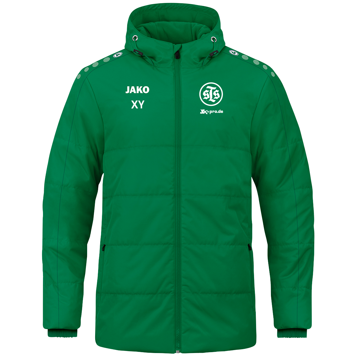 JAKO Coachjacke One mit Kapuze inkl.Wappen und Vereinsname (Initialen optional)