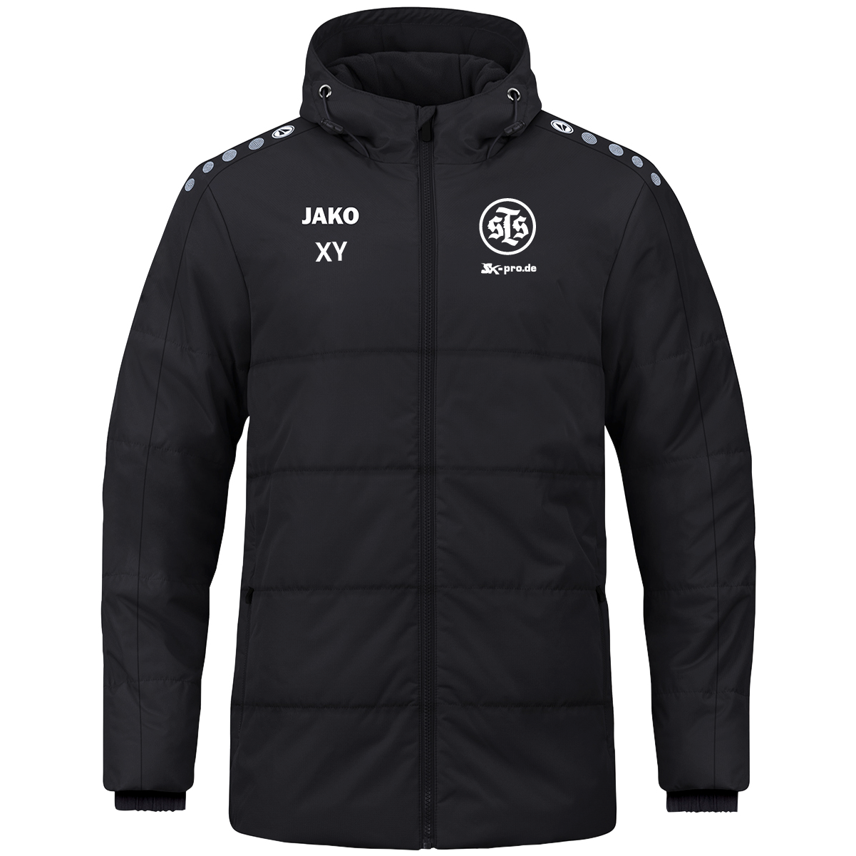 JAKO Coachjacke One mit Kapuze inkl.Wappen und Vereinsname (Initialen optional)