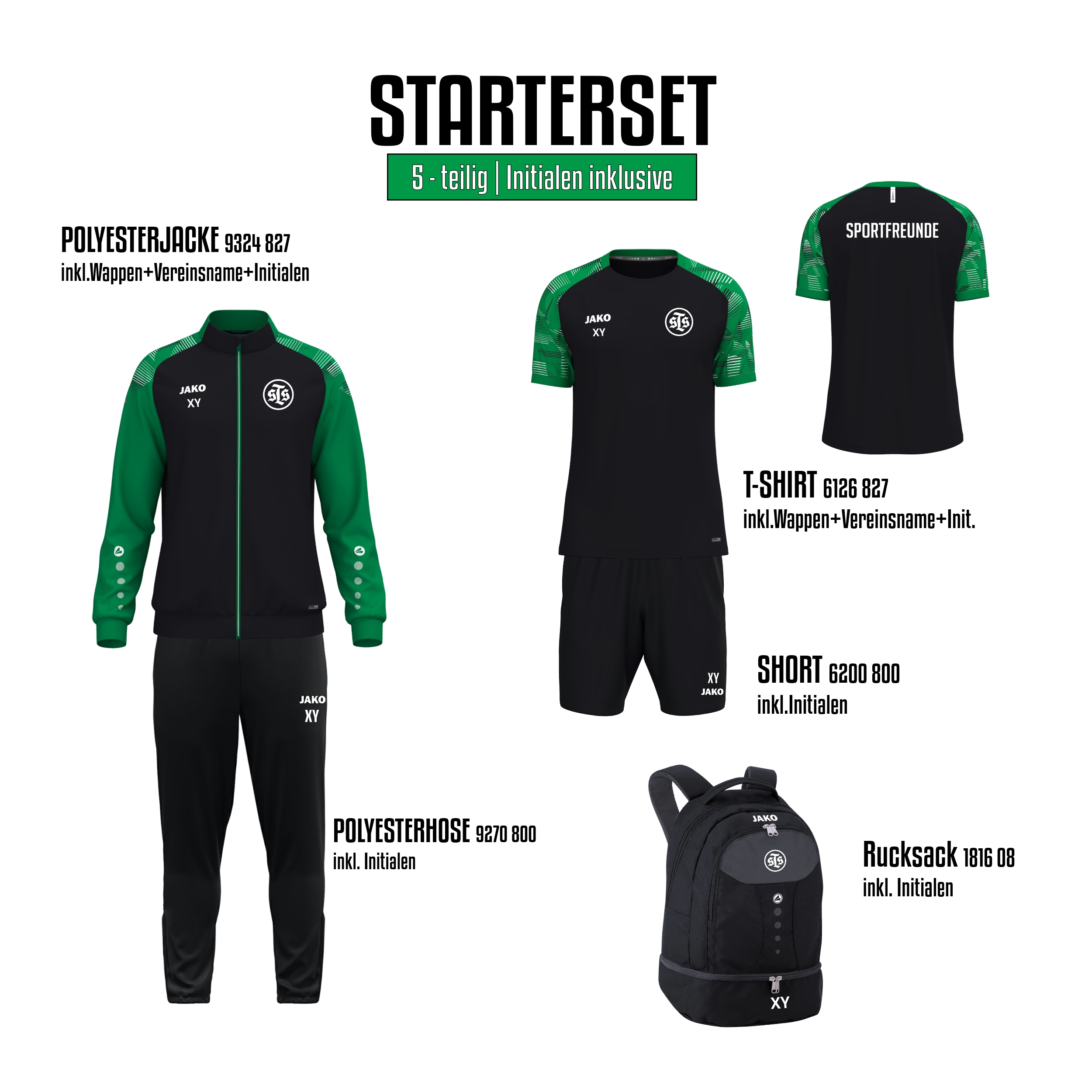 % STARTER-SET 1 Kinder % inkl. Wappen, Vereinsname und Initialen